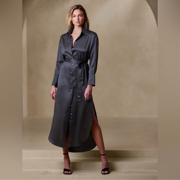 Banana Republic Muse Silk Maxi Shirtdress size Small - Picture 1 of 12